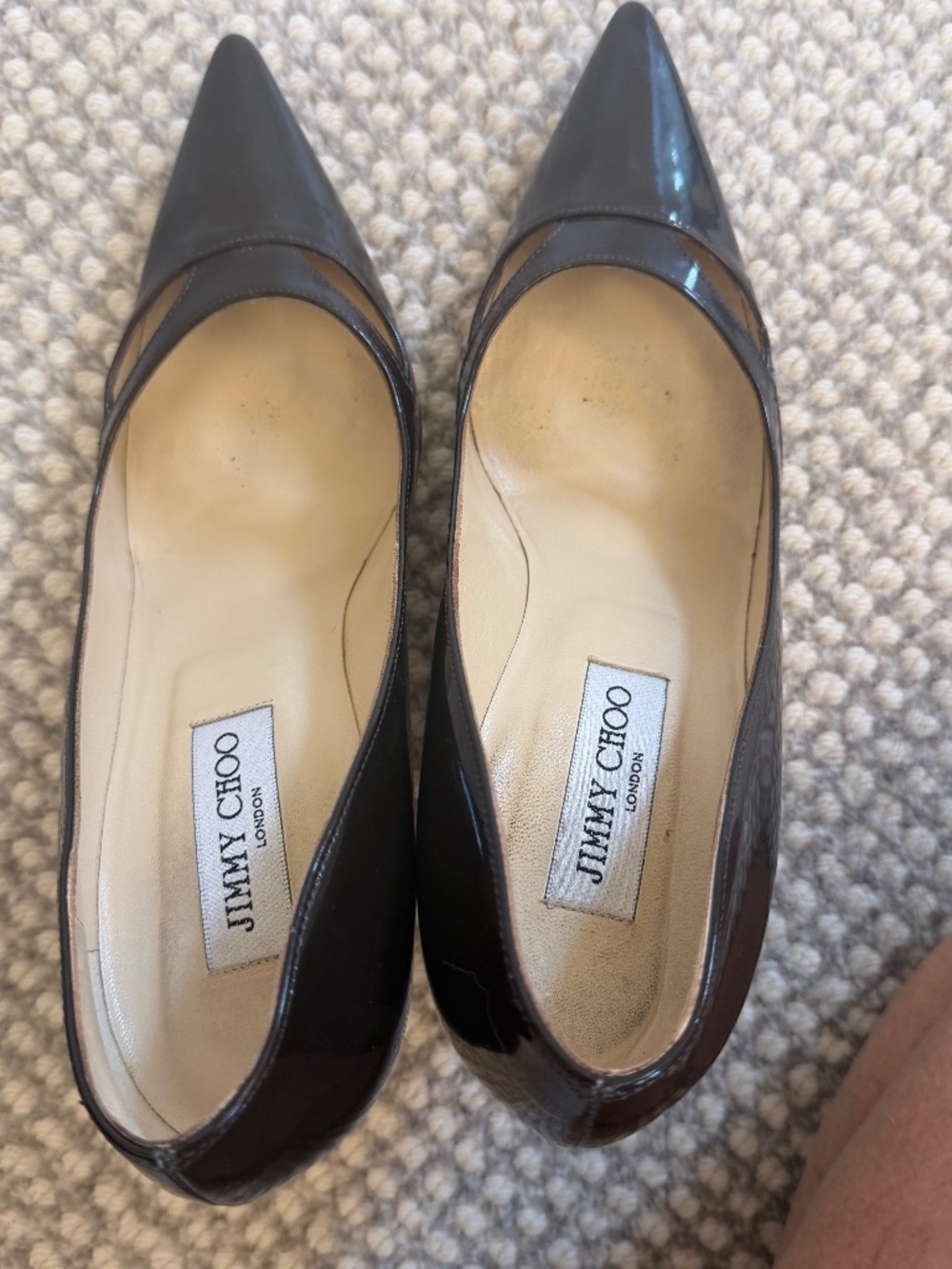 Jimmy Choo brown patent pumps